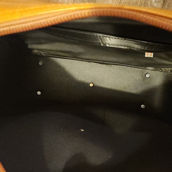 Vintage 70's Tan Vinyl Leather Travel Overnight Men's Bag - Picture 4 of 5